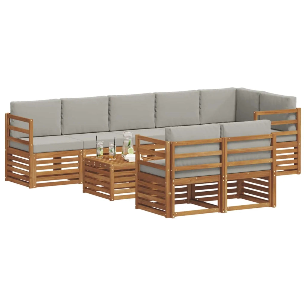 Set divani con cuscino 9 pcs Grigio Naturale e Chiaro 3375031