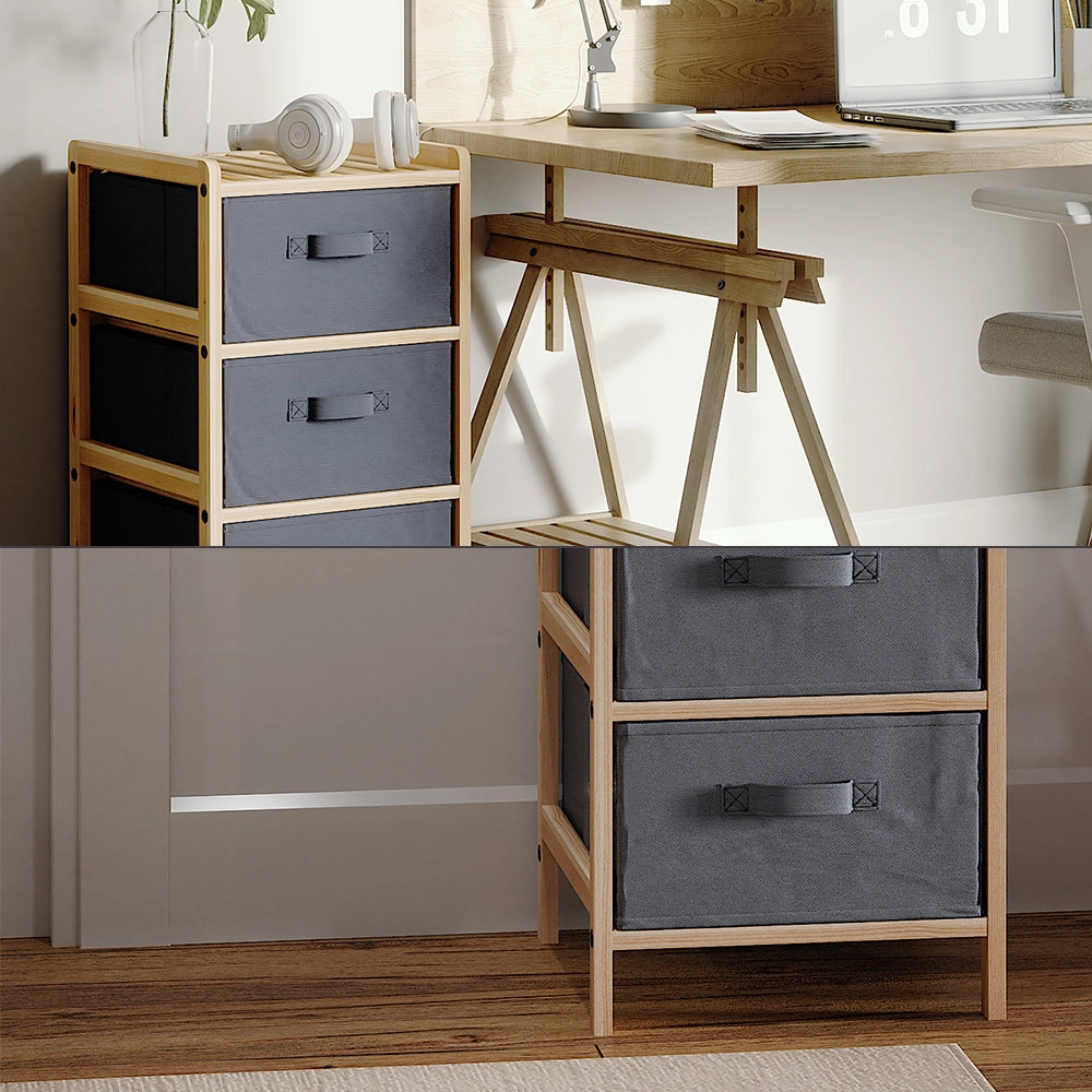 Vicco Mobile da bagno Grigio 34.5 x 67 cm con 3 cassetti in tessuto