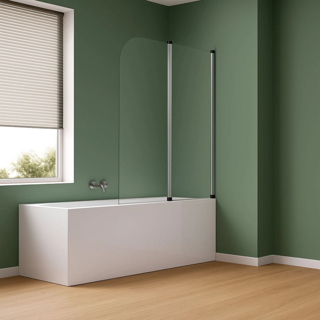 Parete sopra vasca due ante orientabili vetro temperato 4mm 140x120cm cromo lucido *** confezione 1