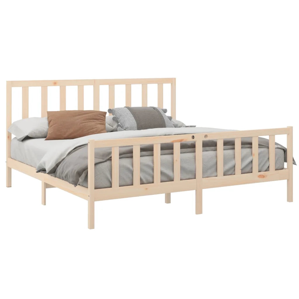 Giroletto senza Materasso-Struttura Letto 200x200 cm in Legno Massello di Pino 312093