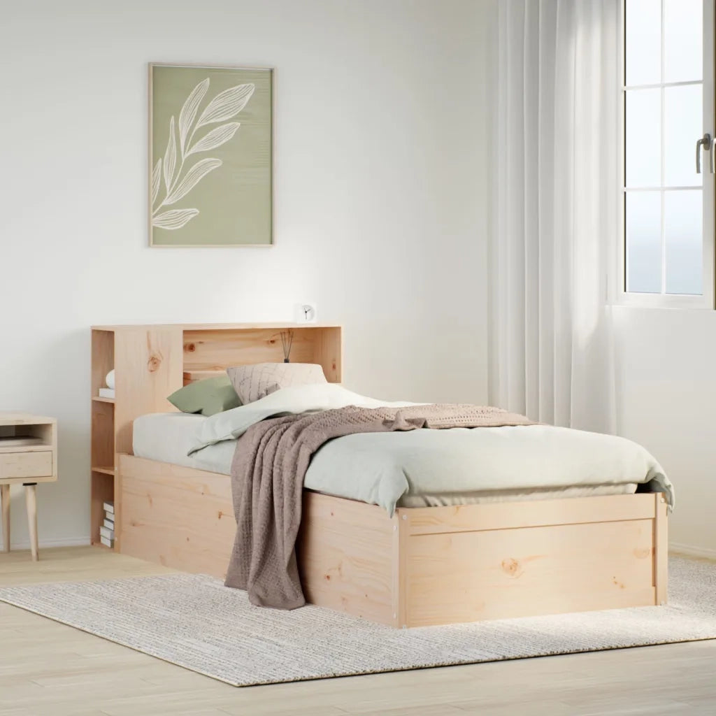 Letto singolo | Letto per adulti | Giroletto senza Materasso 75x190 cm in Legno Massello di Pino