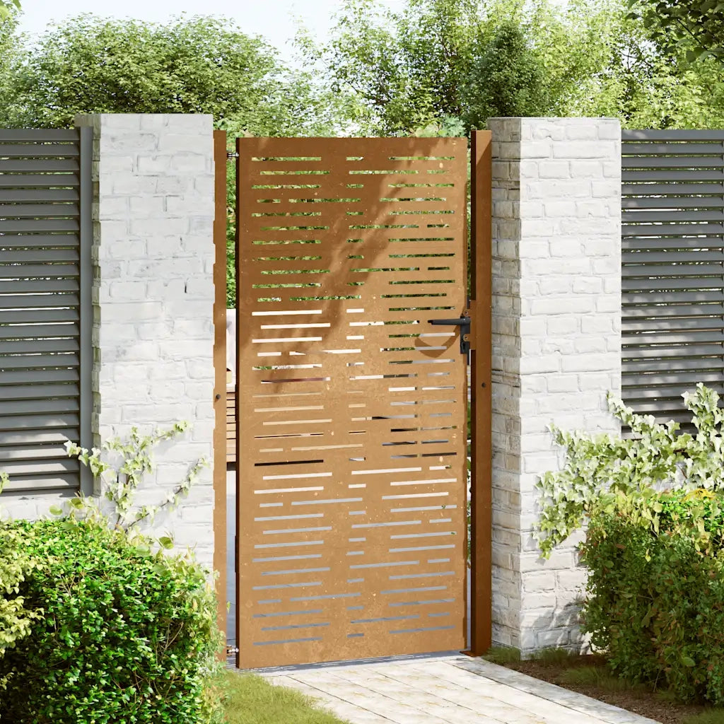 Cancello da Giardino 105x180 cm Acciaio Corten Design Quadrato