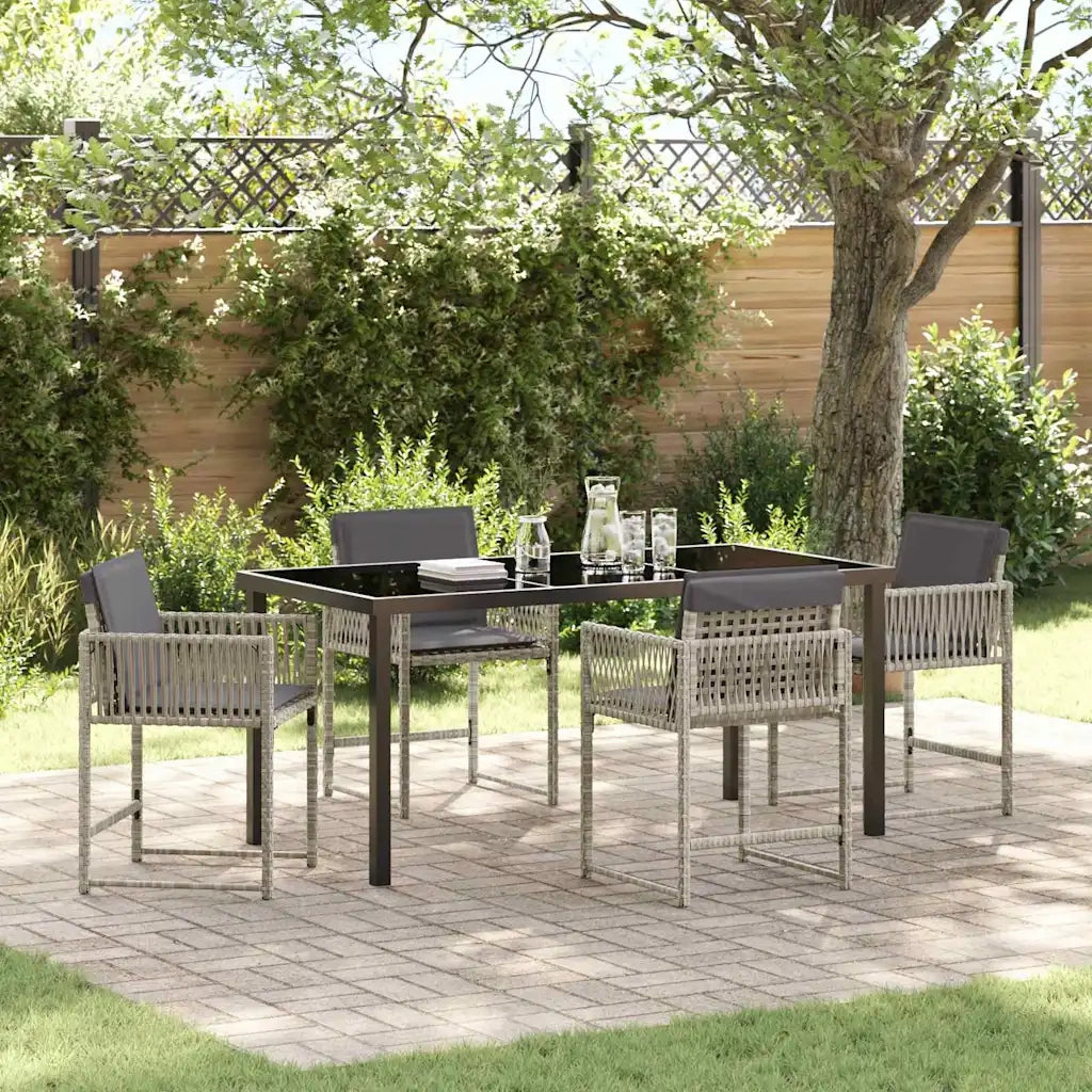 Set da Pranzo per Giardino 5 pcs Grigio chiaro polyrattan 3380763