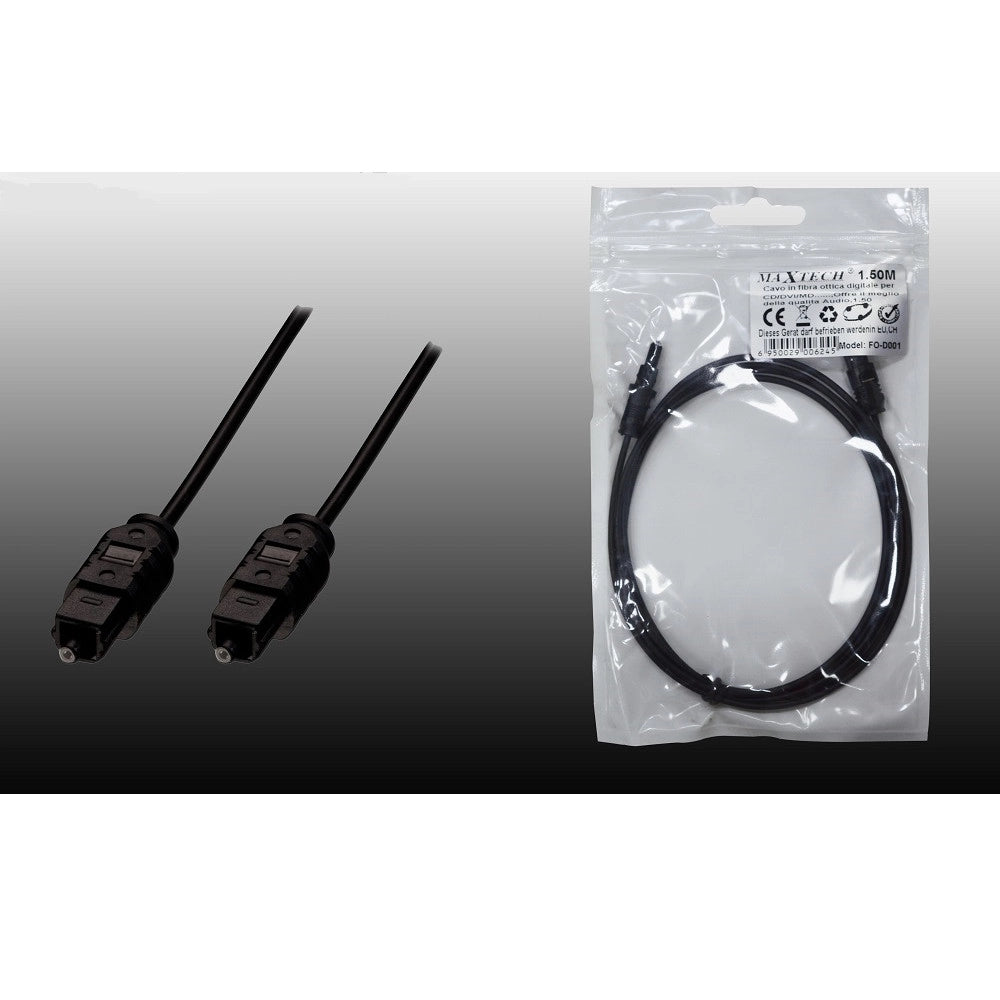 Trade Shop - Cavo Audio In Fibra Ottica Digitale Per Cd / Dvi / Md Da 1,5 Metri Maxtech Fo-d001 -