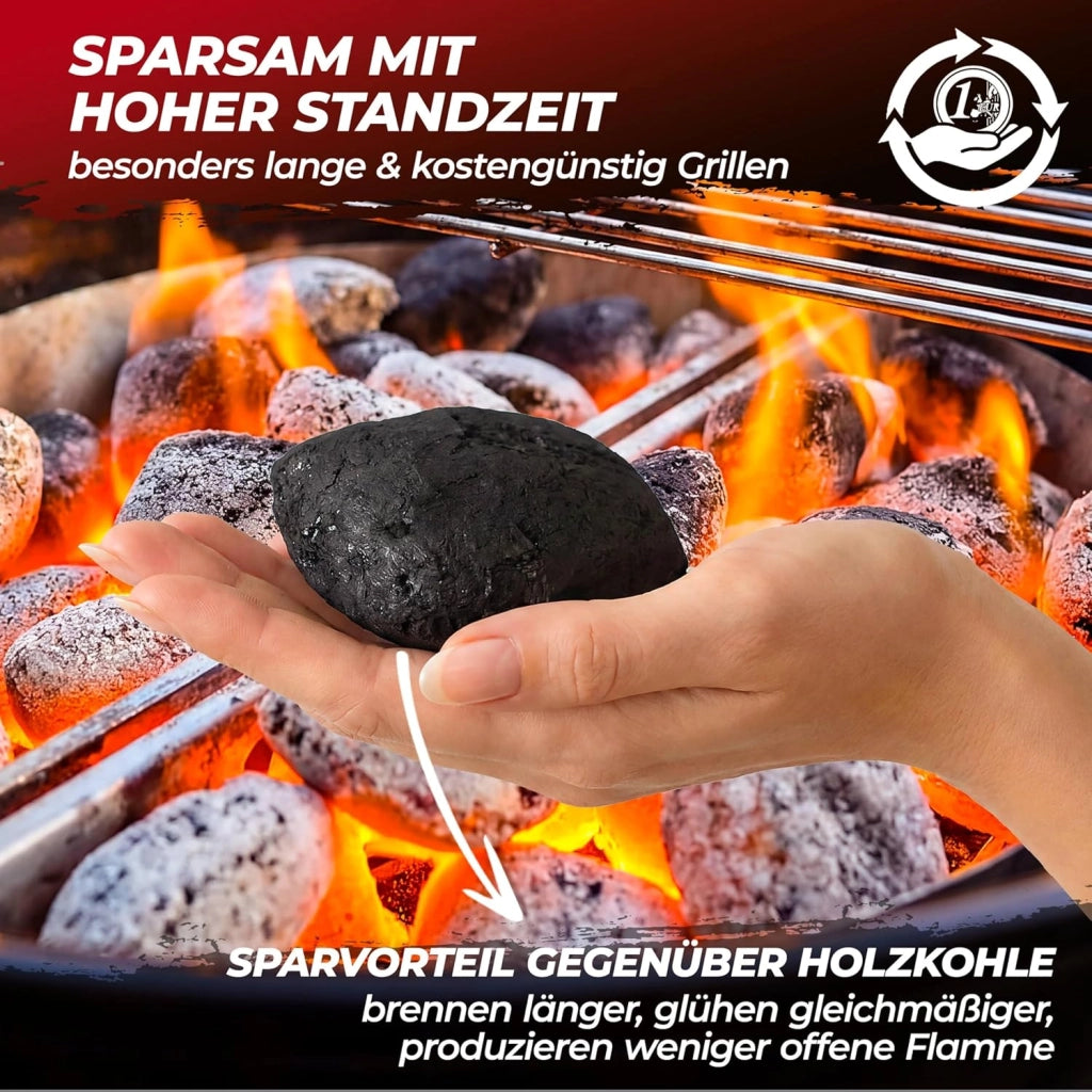 ® Carbonella per Barbecue 27kg 9 Sacchetti da 3 kg Bricchetti Carbone per Grigliare BBQ Bricchette Grigliata Brace