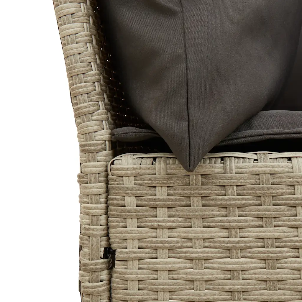 Divano da Giardino con Cuscini in Polyrattan Grigio Chiaro