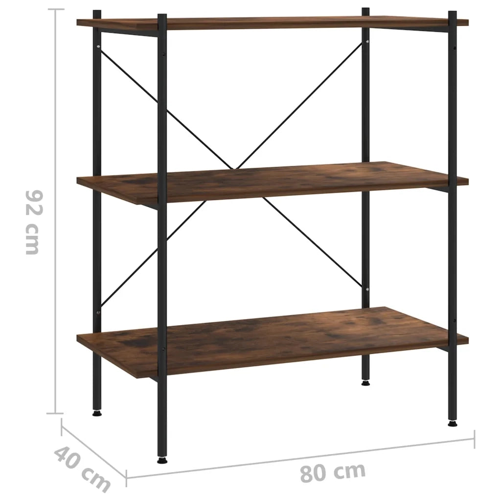 Scaffale con 3 Mensole Nero e Naturale 80x40x92 cm CFW2151150