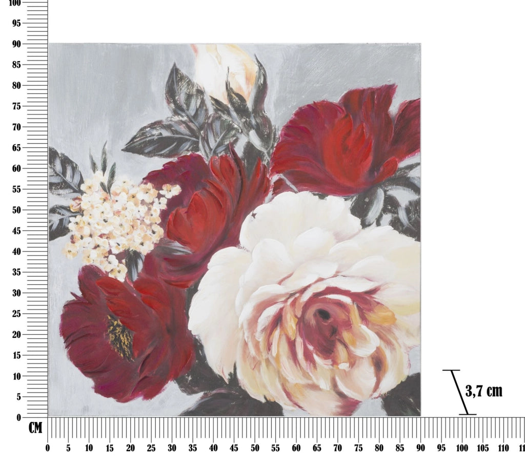DIPINTO SU TELA RED FLOWER SQUARE CM 90X3,7X90