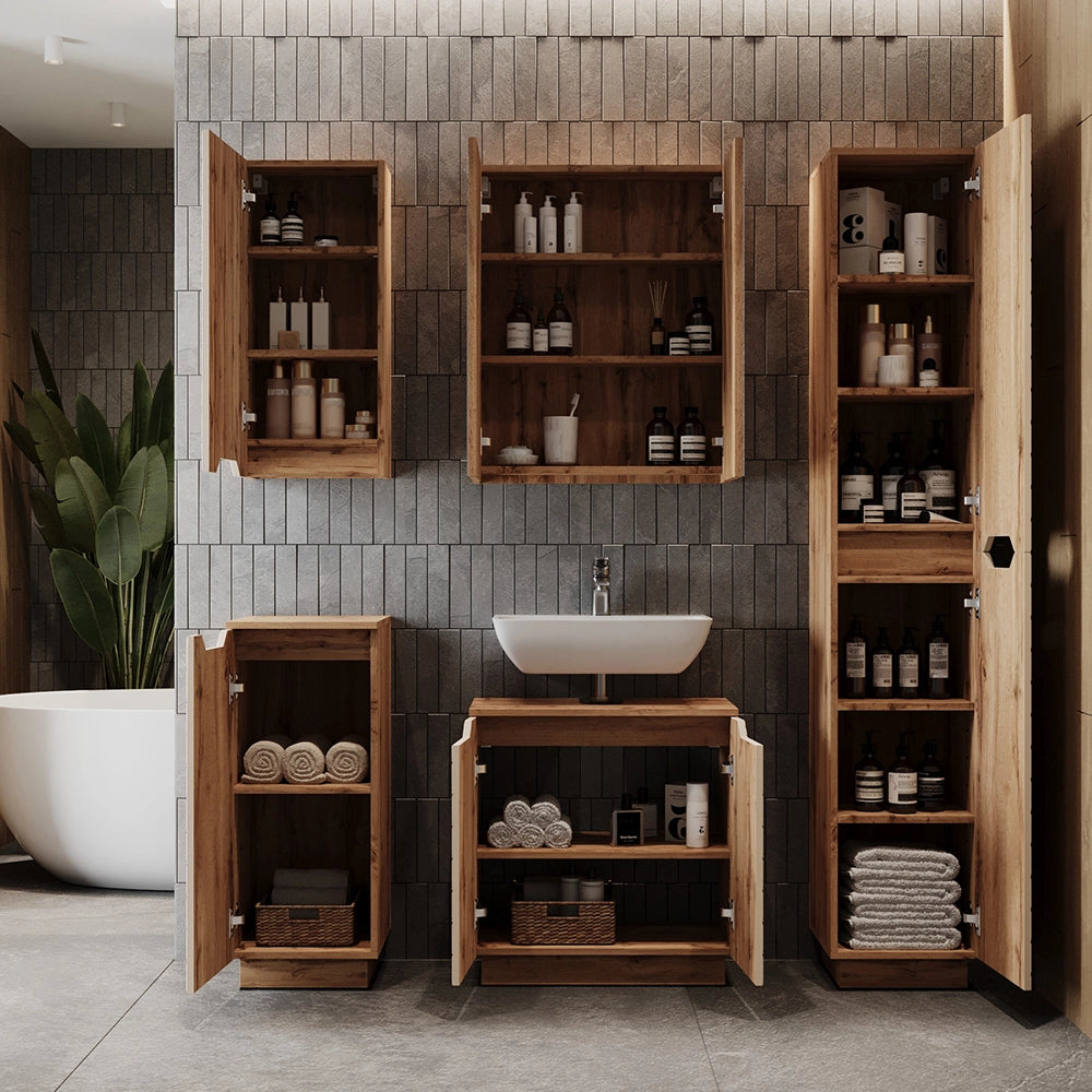 Vicco Mobile sottolavabo per bagno Rovere/cashmere con struttura in piastrelle 58.9 x 62.1 cm con 2 porte