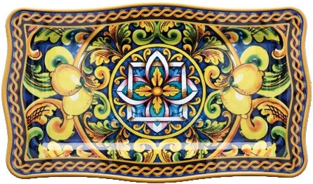 1 Pezzo Vassoio Rettangolare in Melamina Decoro Lemon 48 x 28 x 2 cm