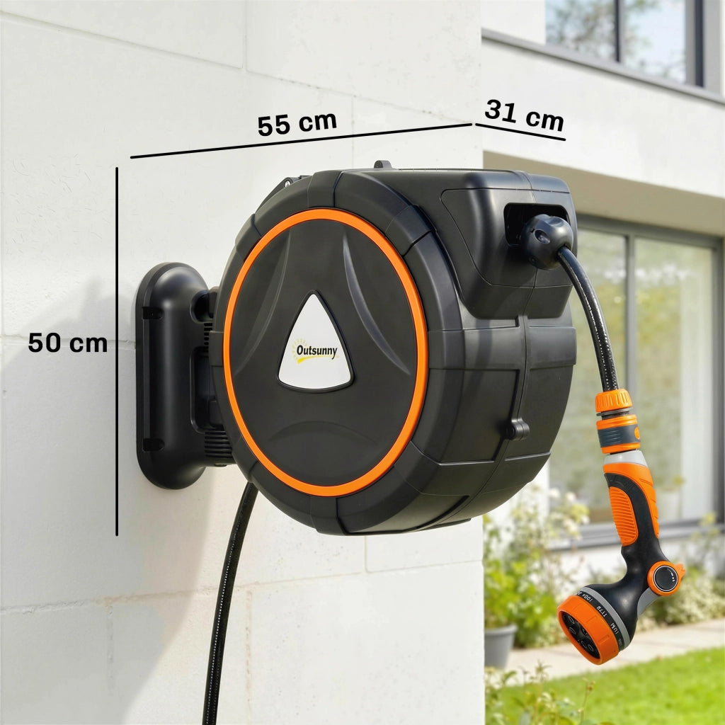 Avvolgitubo Retrattile 28+2m con Riavvolgimento Automatico e Sistema di Bloccaggio
