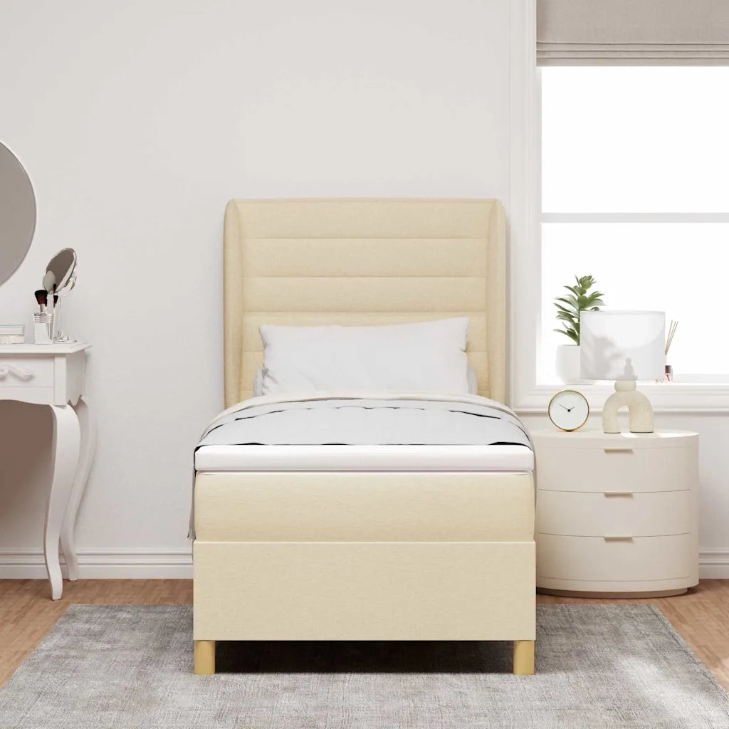 Letto a molle con materasso Crema 200 x 100 cm Tessuto 3340681
