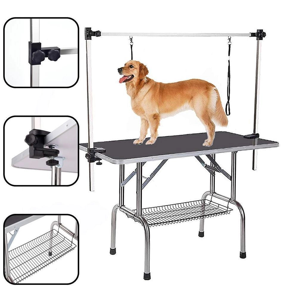 Tavolo toeletta cani pro - Xylo - 117cm nero rete+gomma