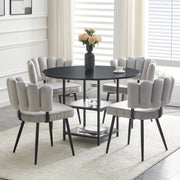 Set tavolo e sedie con doppio ripiano in MDF e metallo nero e grigio chiaro