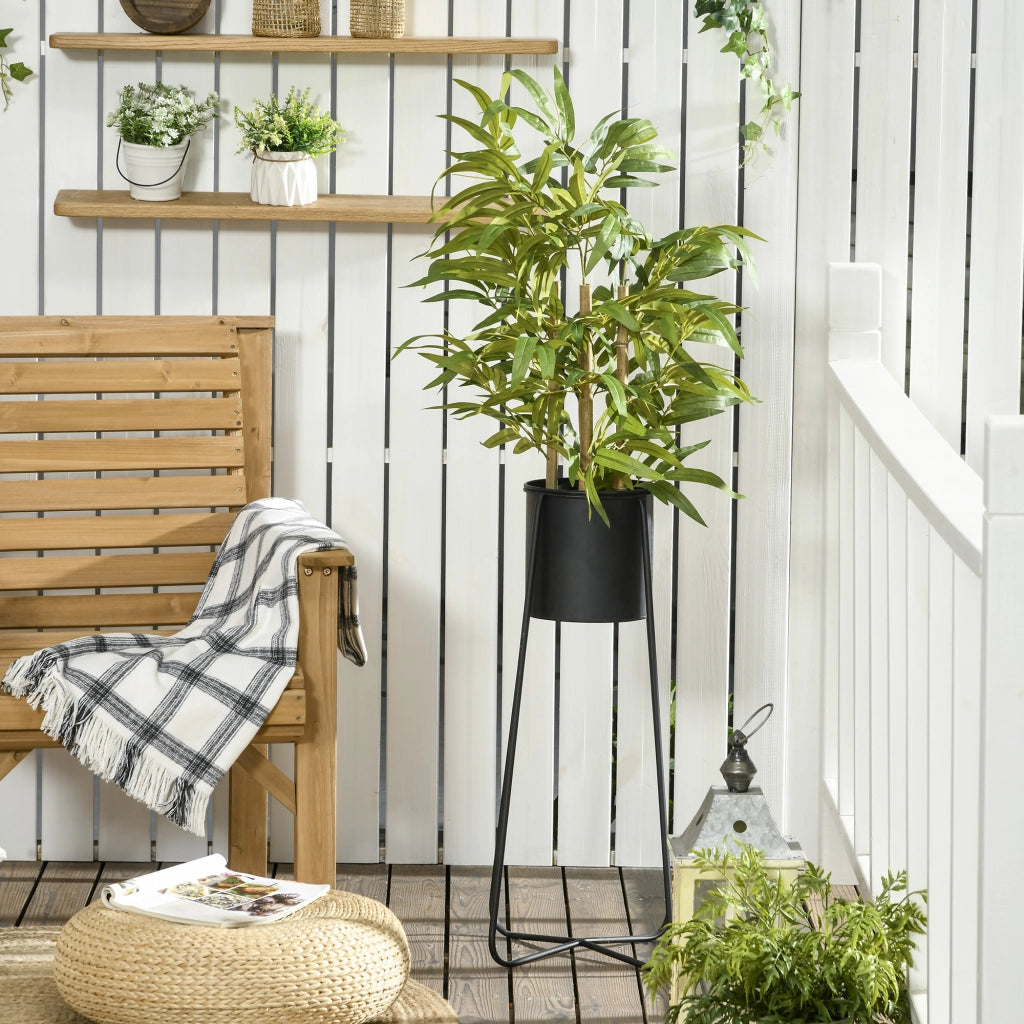 Bambù Artificiale con Vaso, Pianta Sintetica Verde Alta 60 cm, Tronco Rami e Foglie, Realistica per Casa e Ufficio