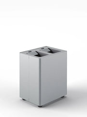 Pattumiera a 2 Scomparti Totale 16 L 33x25,5x39 cm con Contenitori Interni in Acciaio Verniciato Grigio