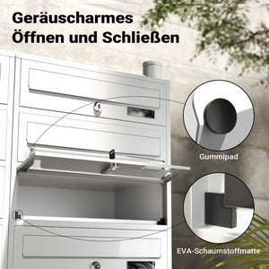 Cassetta postale condominiale autoportante 10 posti, bianco, 2 moduli 945 x 270 x 1500 mm