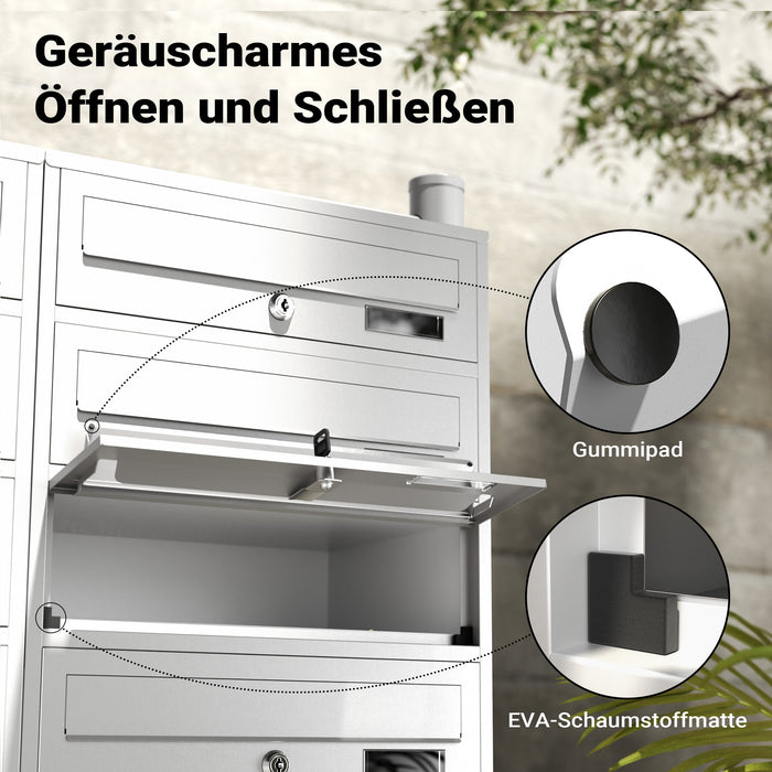 Cassetta postale condominiale autoportante 10 posti, bianco, 2 moduli 945 x 270 x 1500 mm