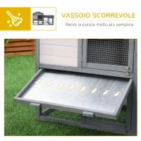 Conigliera Gabbia per Conigli in Legno da Esterno con Casetta, Spazio Aperto Recintato e Tetto 147x54x84cm
