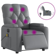 Poltrona Massaggiante | Sedia Relax Elettrica Reclinabile Grigio Similpelle
