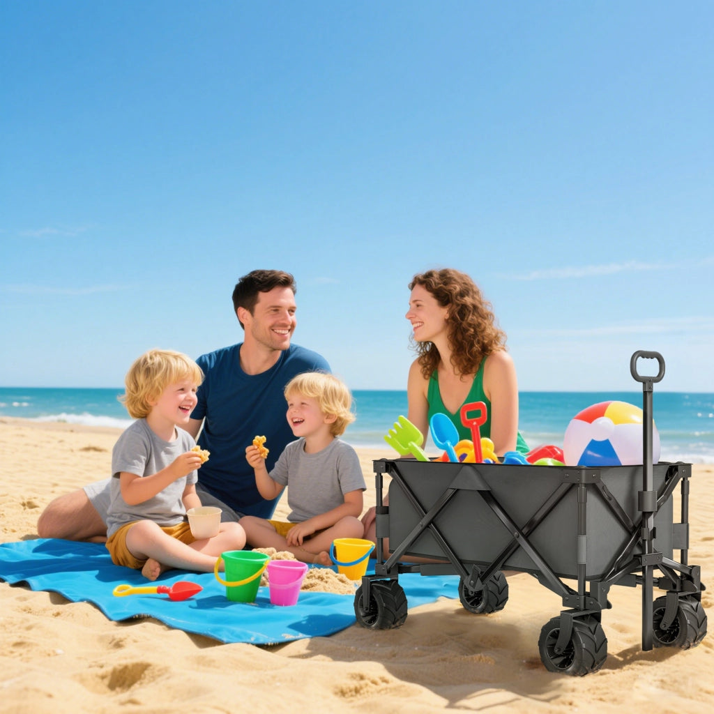 Carrello da giardino pieghevole 360¡ã ¨C zephmum ¨C 70 kg, grigio scuro
