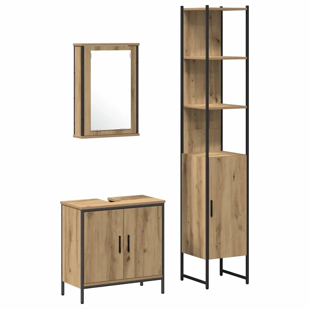 Set di mobili per il bagno 3 pcs Marrone Legno multistrato 3334400
