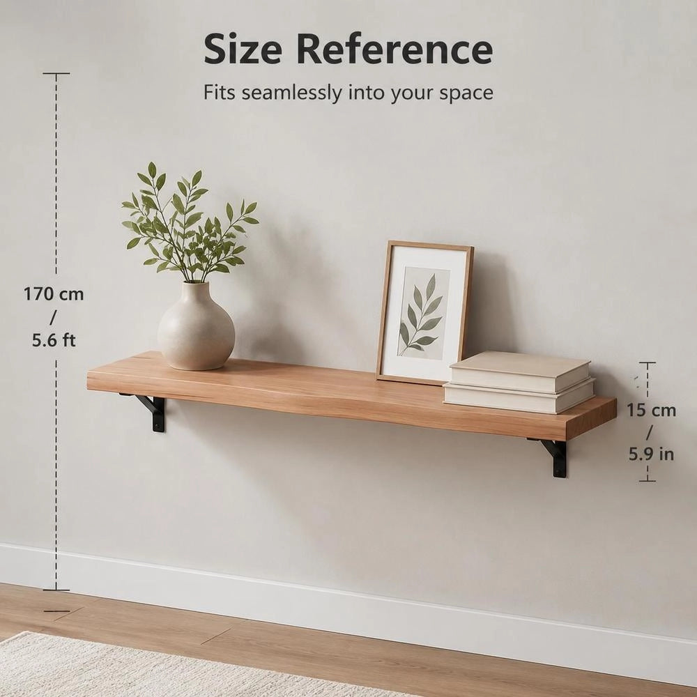 Wall Shelf, Light Brown, 80x30x(2-4) Cm, Solid Oak, Treated