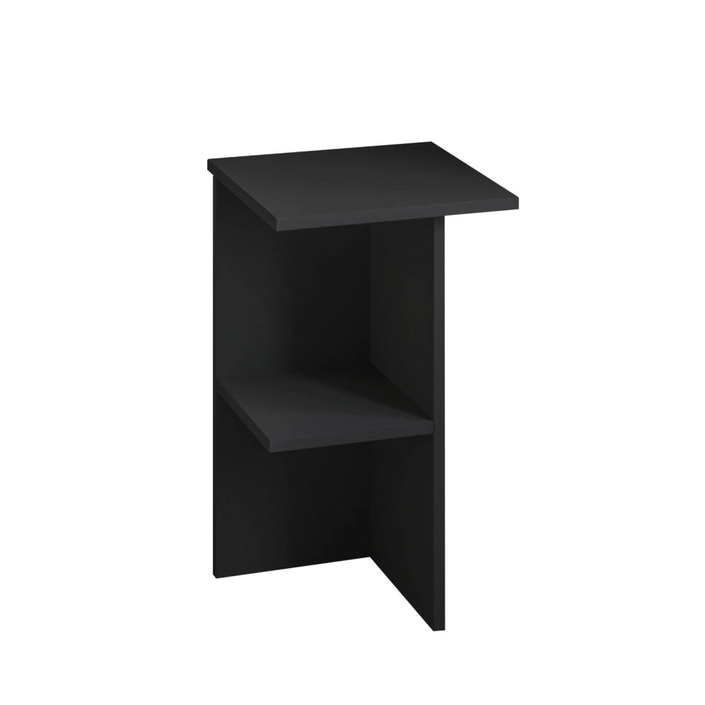 Comodino in legno "Leray" - 36 x 36 x 60 cm - Grigio antracite