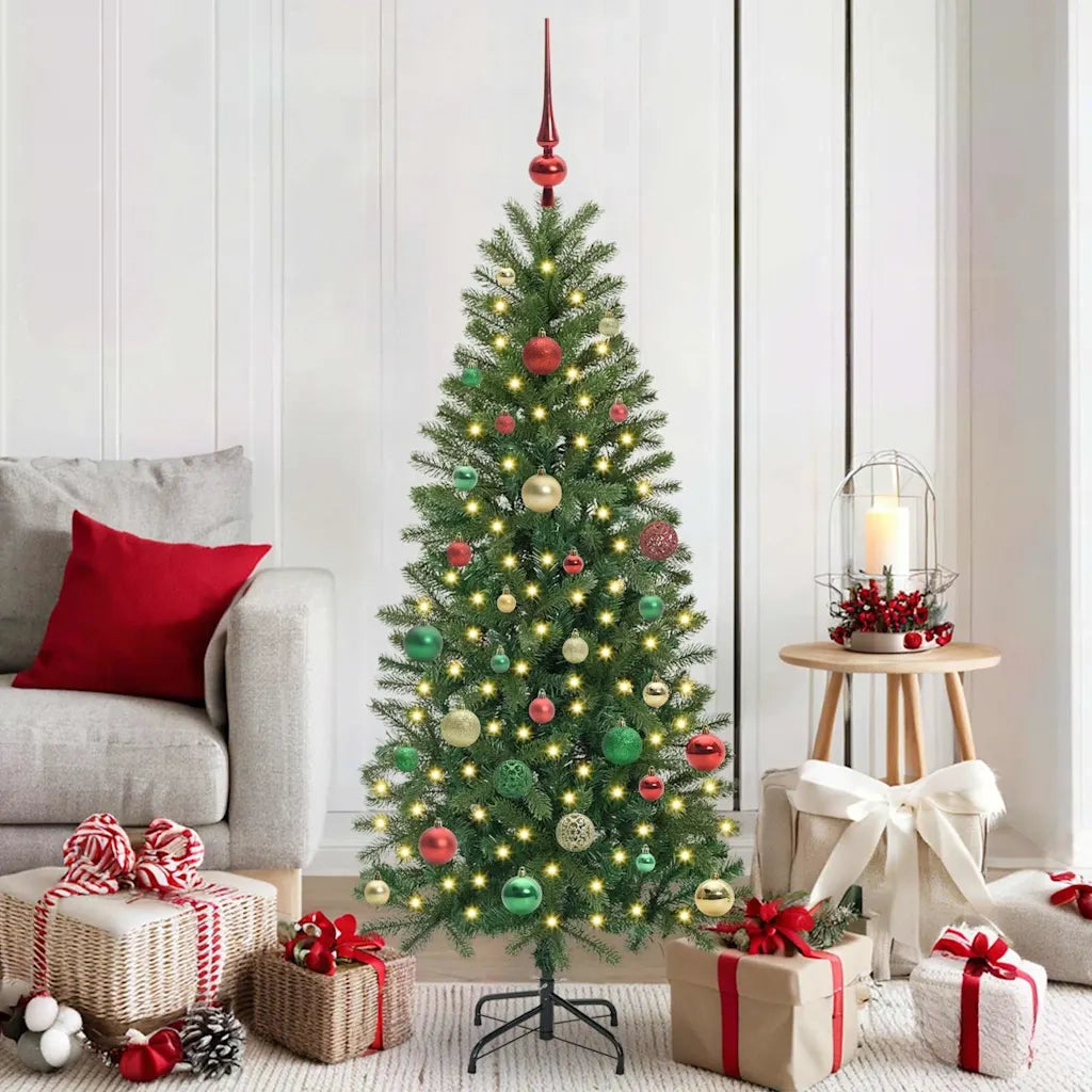 Albero di Natale | Decorazioni natalizie artificiale con 150 LED Verde 150 cm PE e PVC