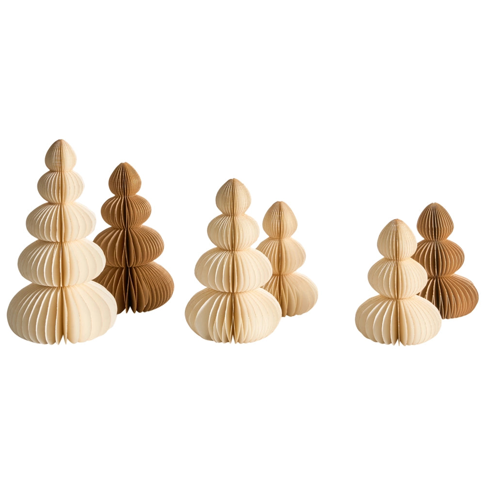 Set di 6 alberi di Natale Figurine Multicolore Carta a nido d'ape Effetto 3D Stile Origami Motivo festivo