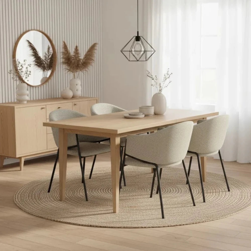 Set di 2 sedie da pranzo imbottite in tessuto grigio chiaro Duna con struttura in metallo facili da pulire | Duzzle