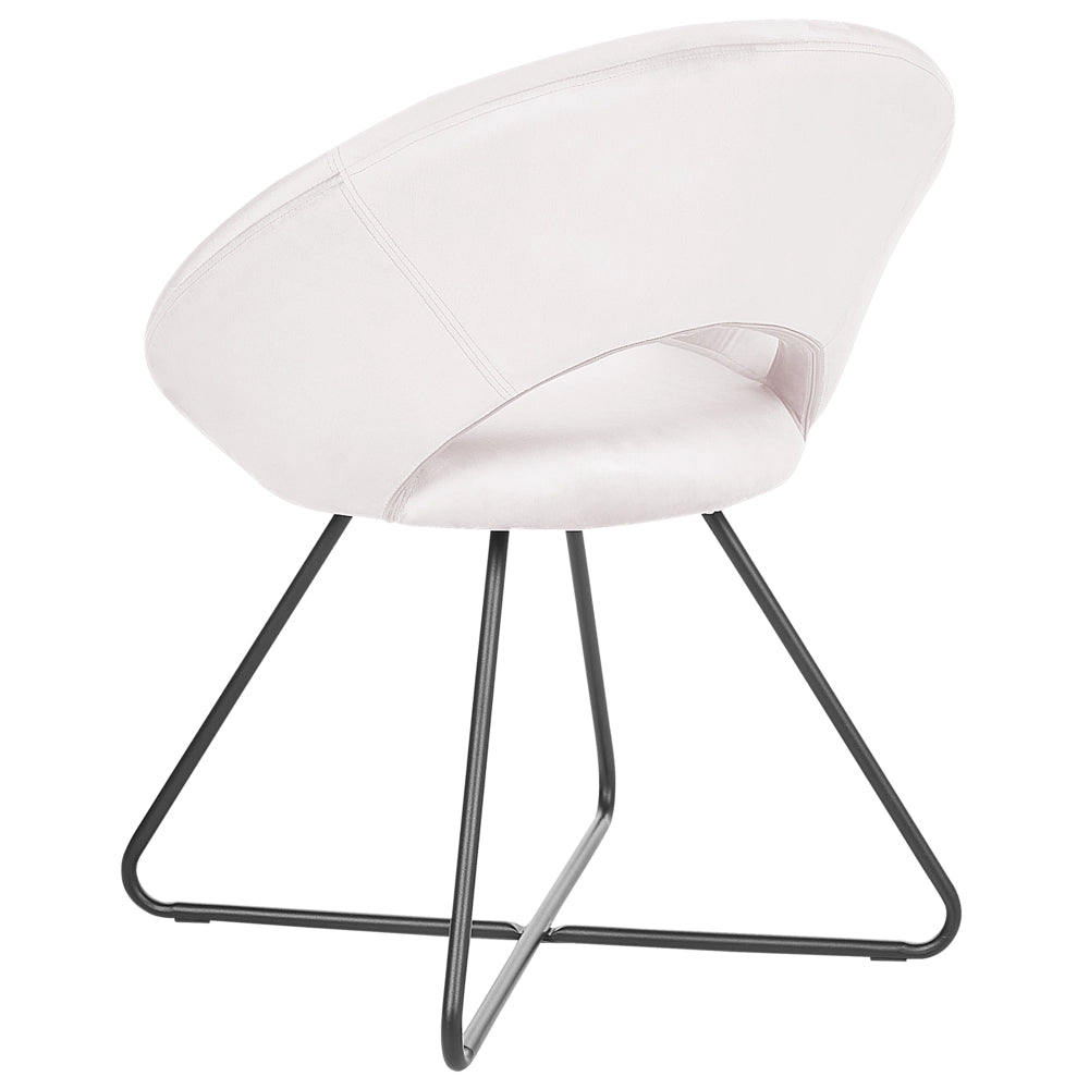 Poltrona imbottita in velluto senza braccioli con base a croce bianco sporco Struttura in acciaio Design retrò