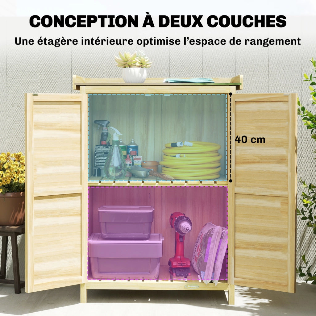 Armadio da giardino in legno ¨C zephmum ¨C 71.5x39x95cm naturale