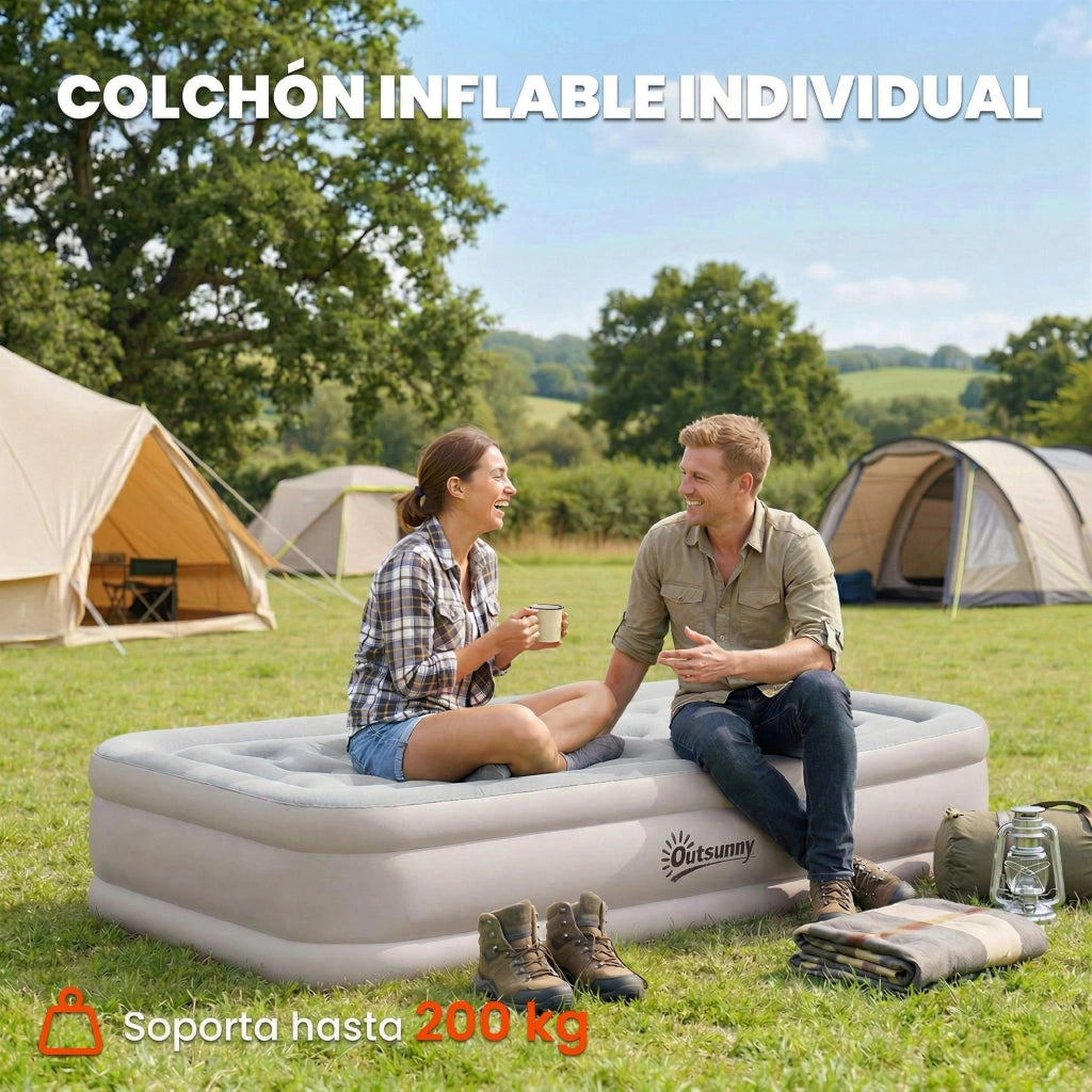 Materasso Gonfiabile Singolo Pieghevole con Pompa ¨C zephmum ¨C Caqui 190x97x39 cm