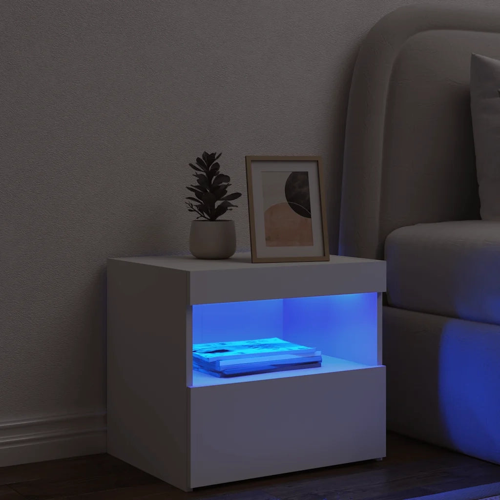 Comodino con Luci LED Bianco 50x40x45 cm 836763