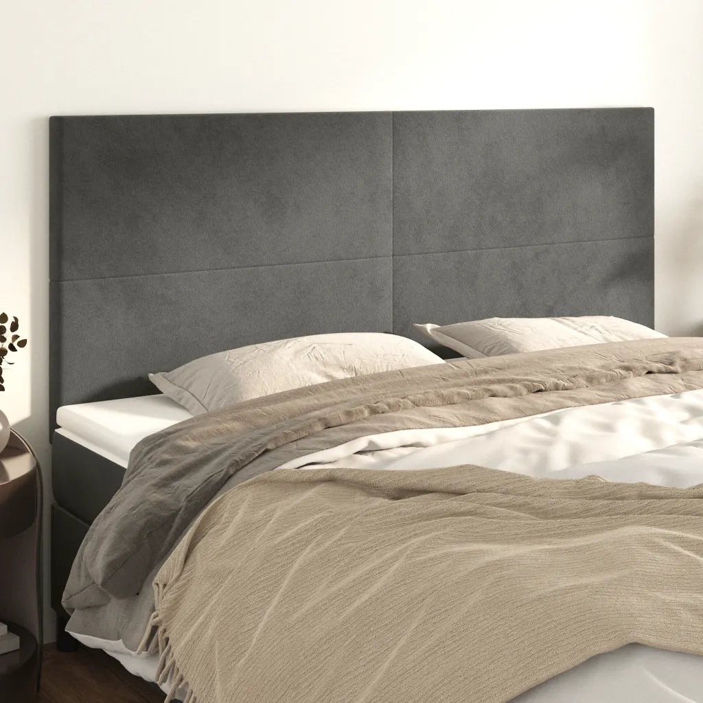 Testiera | Testata Grigio Scuro 180x5x118/128 cm Velluto