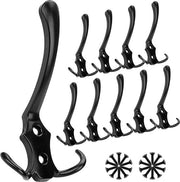 Set di 10 ganci per parete - 3 ganci per abbigliamento - inclusi 20 viti - per camera da letto, bagno, armadio - metallo - ganci per armadio