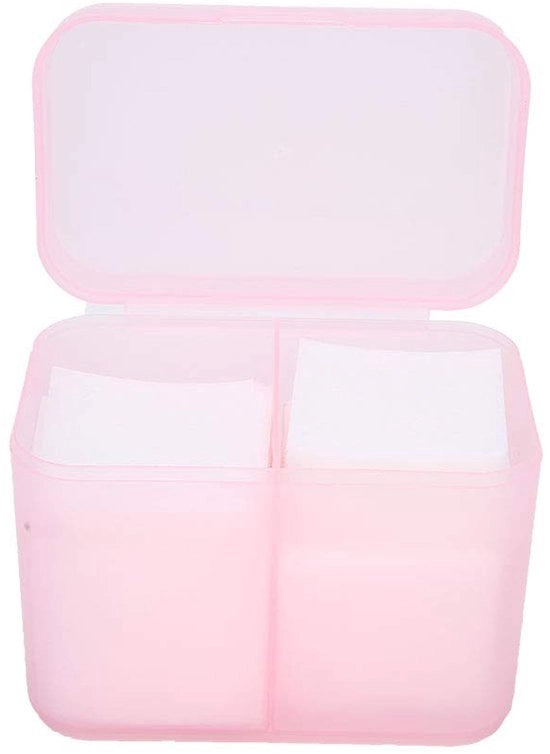 Organizzatore per dischetti di cotone - Dispensatore per dischetti di cotone - Cassa di conservazione con 2 contenitori - Coperchio trasparente - Materiale duraturo - Scatola per appunti
