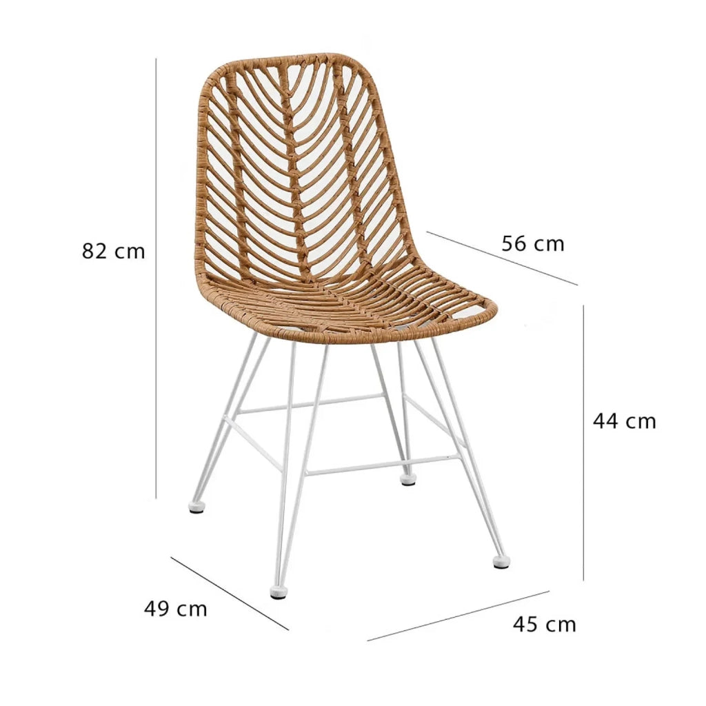 LÚZETE - SEDIA DA GIARDINO IN RATTAN SINTETICO GAMBE BIANCHE VOLCANO