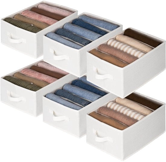Organizzatore per Jean per armadio, organizzatore per capi d'abbigliamento, organizzatore per pantaloni e spazio di stoccaggio, beige, 6-pack
