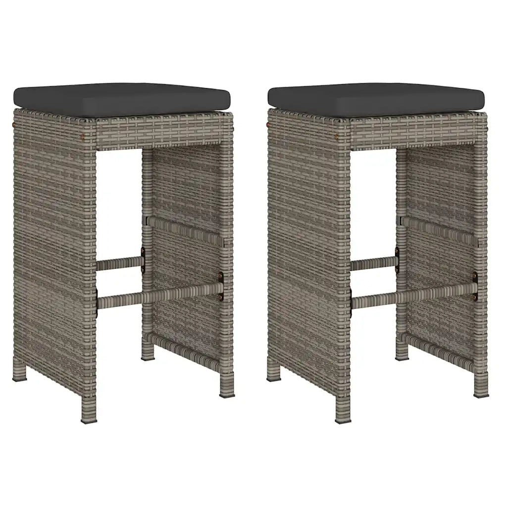 Sgabelli da Bar con Cuscini 2 pz Grigi in Polyrattan CFW6399250