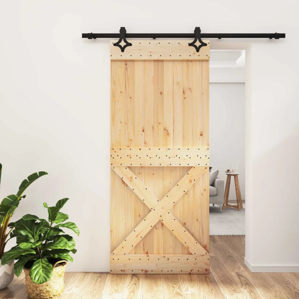 Porta scorrevole Naturale e Nero 90 x 210 cm 3445076
