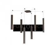 SQUARE TUBE SOSPENSIONE 6 LUCI MARRONE CAVO CM.250 CON BASE 1173-S6-MA