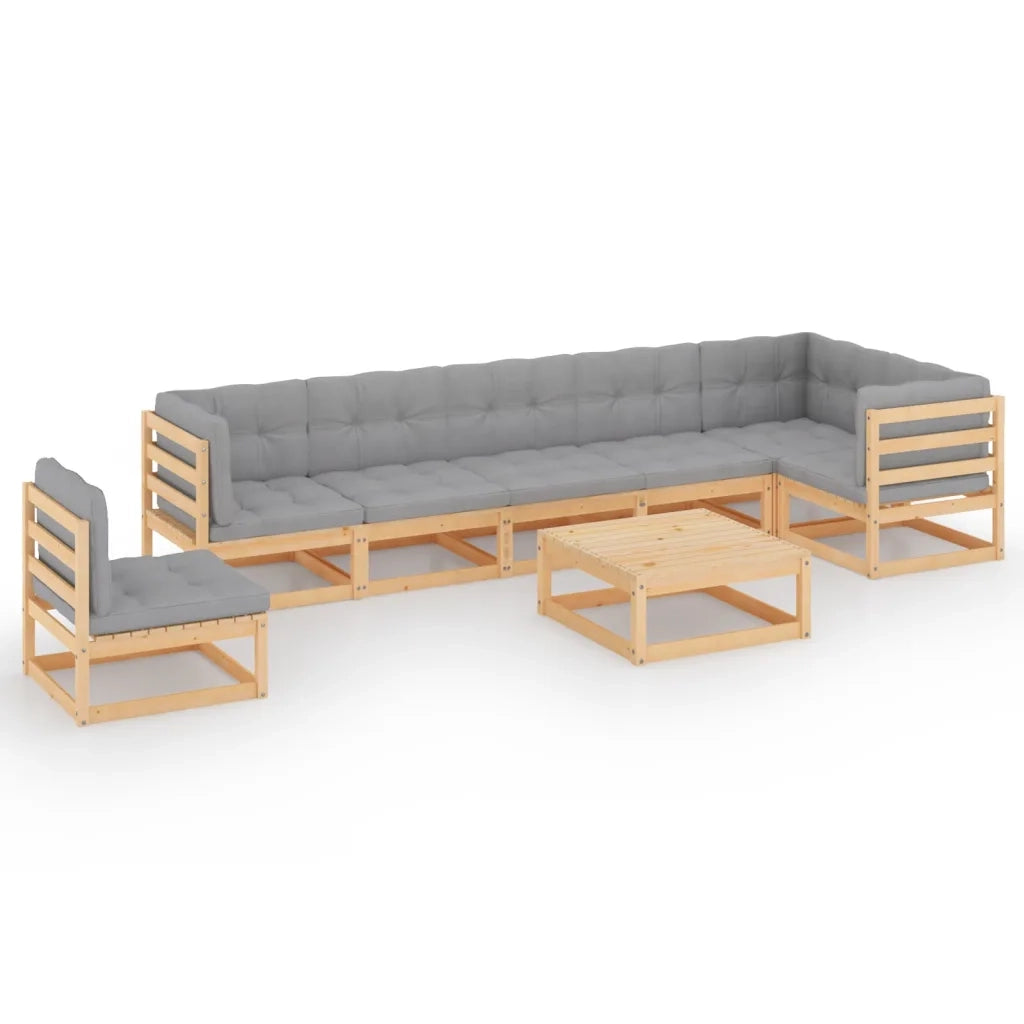 Set Divani da Giardino 8 pz con Cuscini Legno Massello di Pino cod mxl 39138