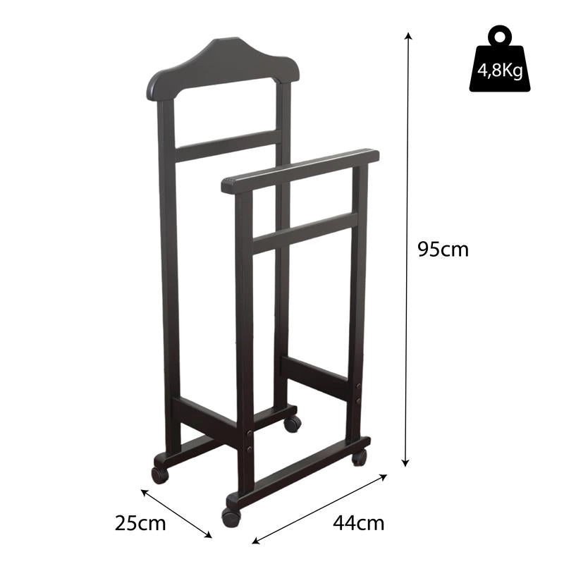 INDOSSATORE APPENDIABITI DA CAMERA IN LEGNO DI FAGGIO NERO 44 X 25 X 98 H