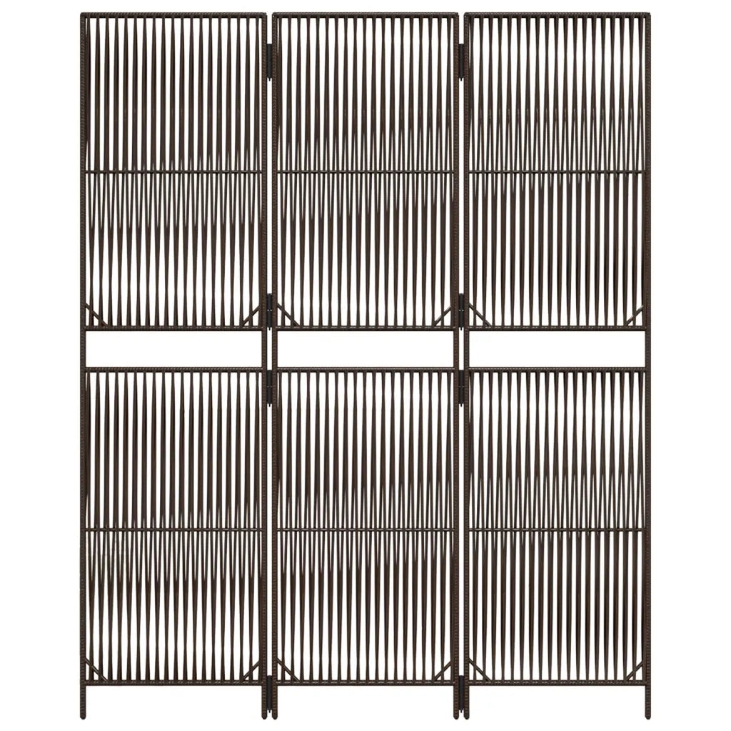 Divisorio per Ambienti | Divider per stanze | Paravento a 3 Pannelli Marrone in Polyrattan