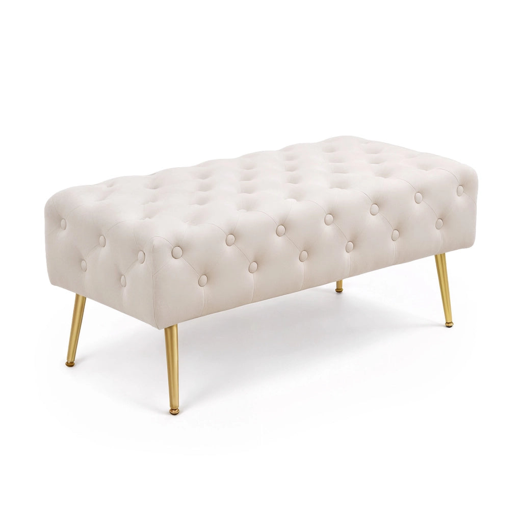 Panca imbottita in velluto trapuntato 100 cm MONACO Beige