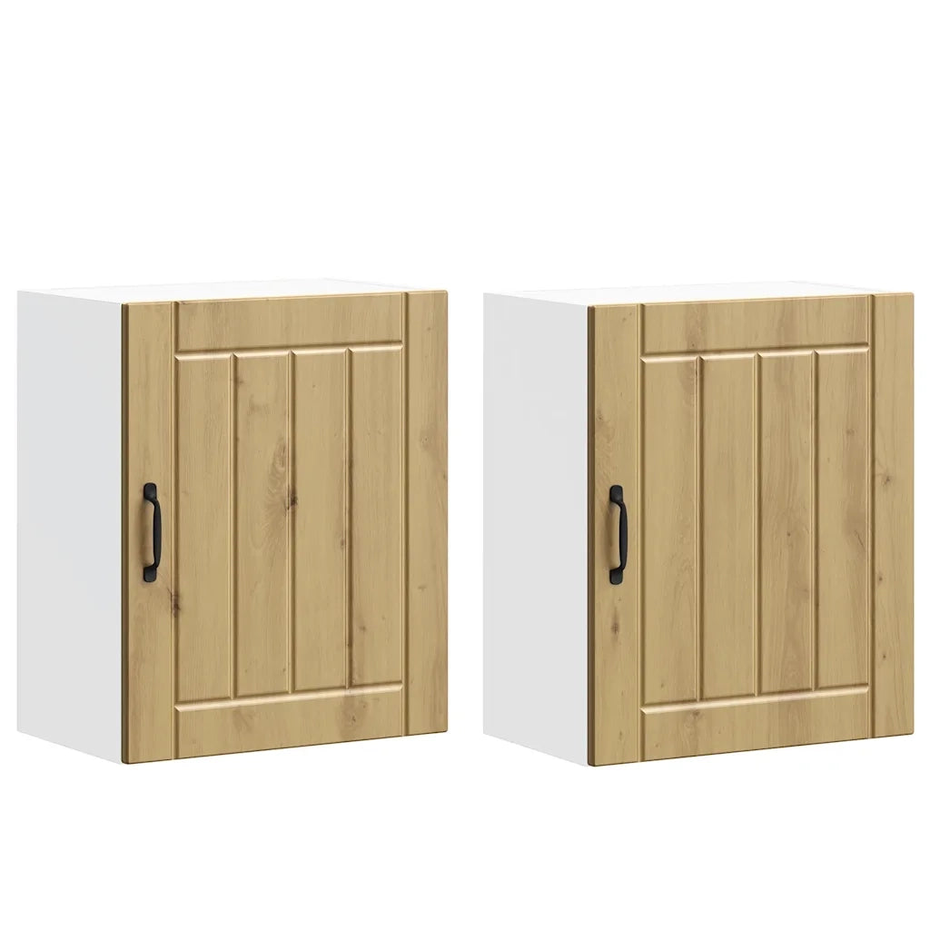 Pensili da cucina 2 pz Lucca in Legno Multistrato Rovere Artigianale 853816