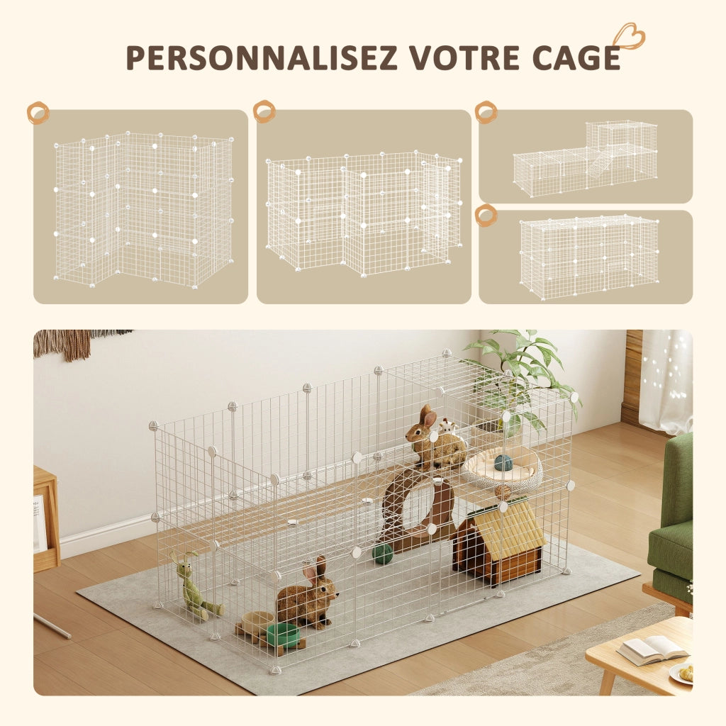 Recinto modulabile per animali domestici ¨C zephmum ¨C bianco 146x73x73cm