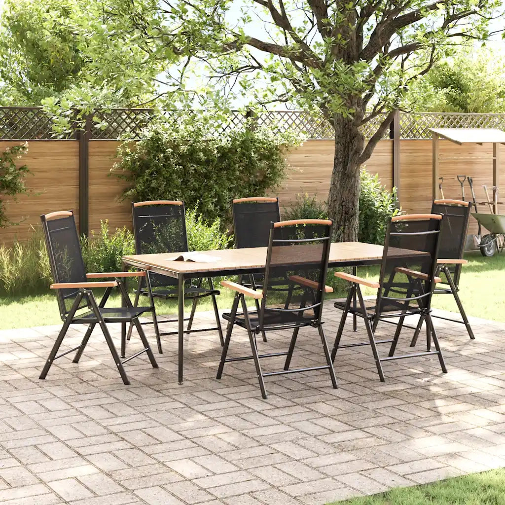 Sedie da Giardino Pieghevoli 6 pz in Textilene Nere cod mxl 5748